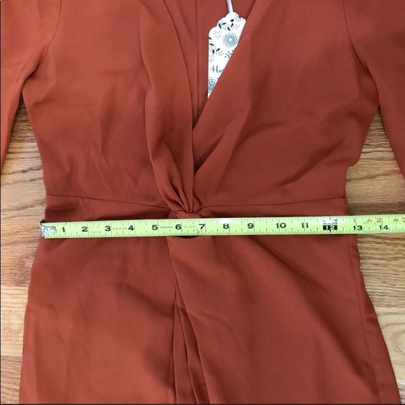 Rust Plunging Neckline Jumpsuit - Picture 8 of 11